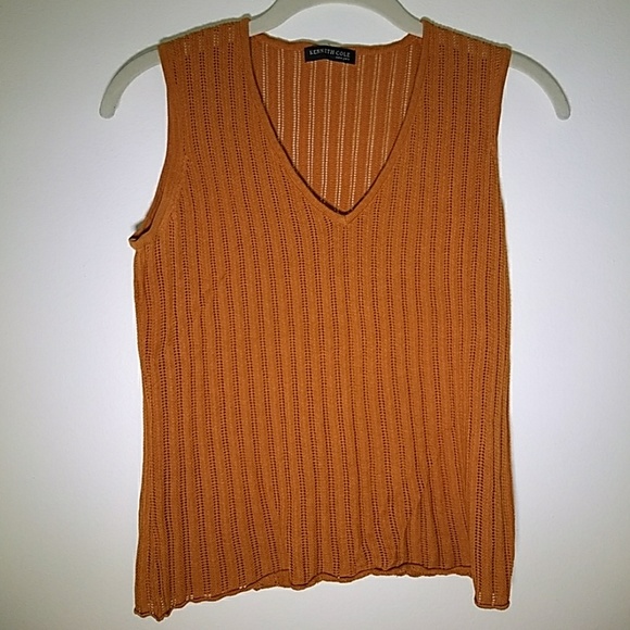 Kenneth Cole Orange loose weave top Women's Small - Picture 1 of 2